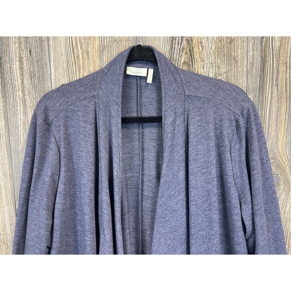 LOGO Lounge Blue French Terry Cardigan Womens 2XL Faux Suede Casual Cozy Chic - Picture 2 of 10